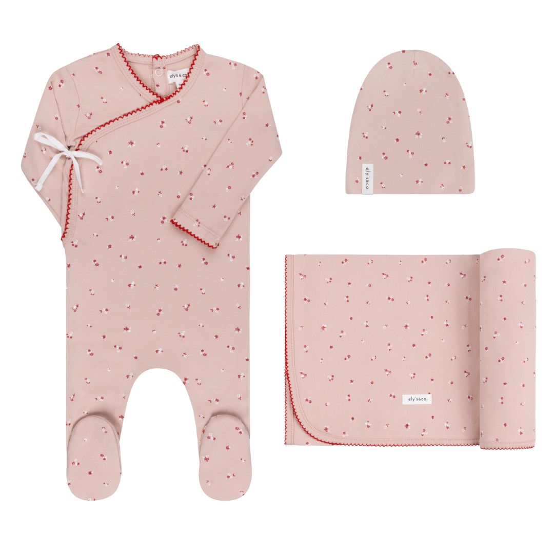 VELOUR CLUSTER FLOWER PINK 3 PC SET