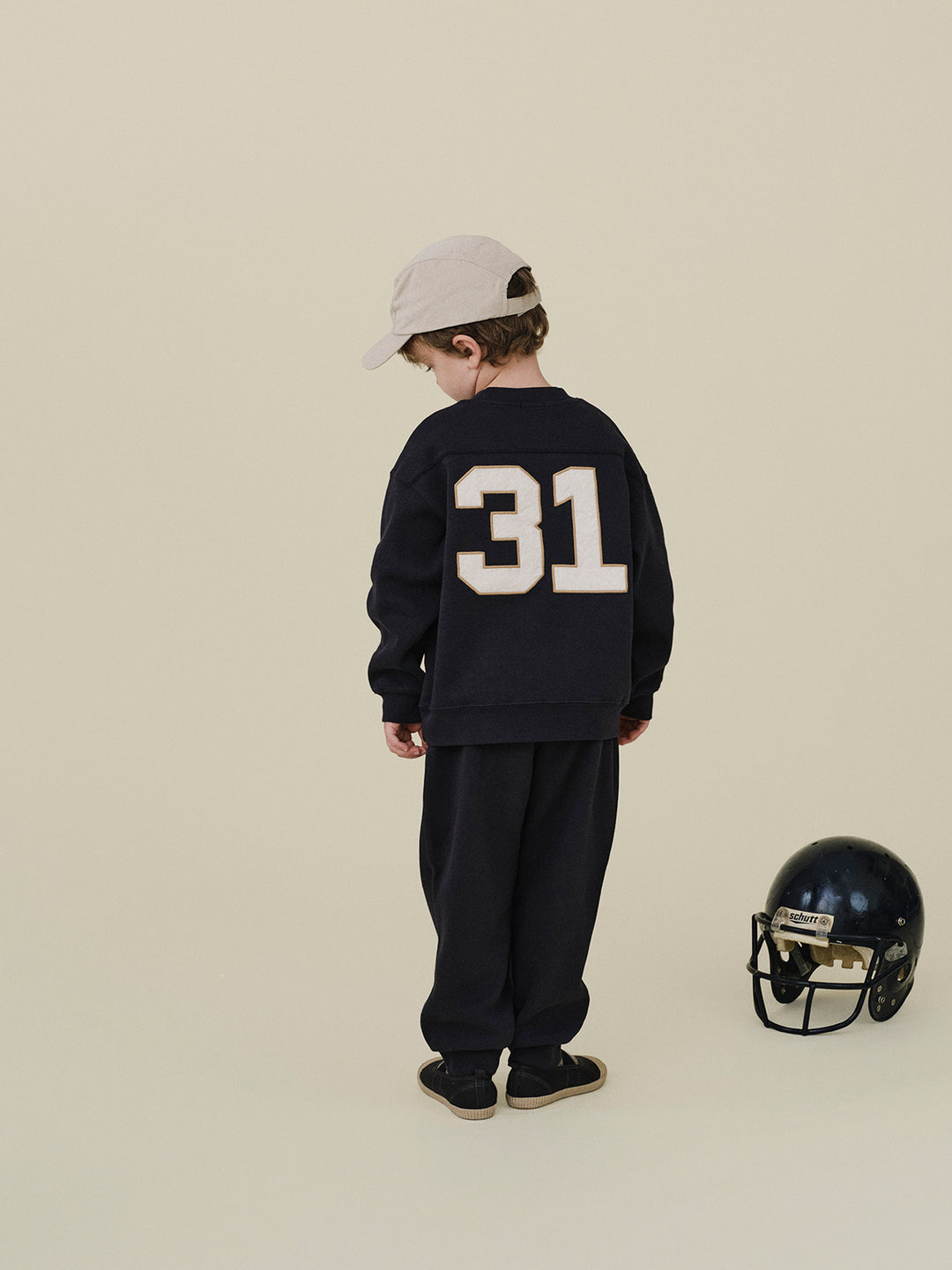 B Number Overfit Sweatshirt-navy