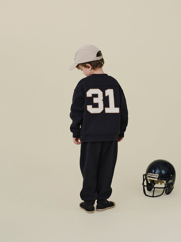B Number Overfit Sweatshirt-navy