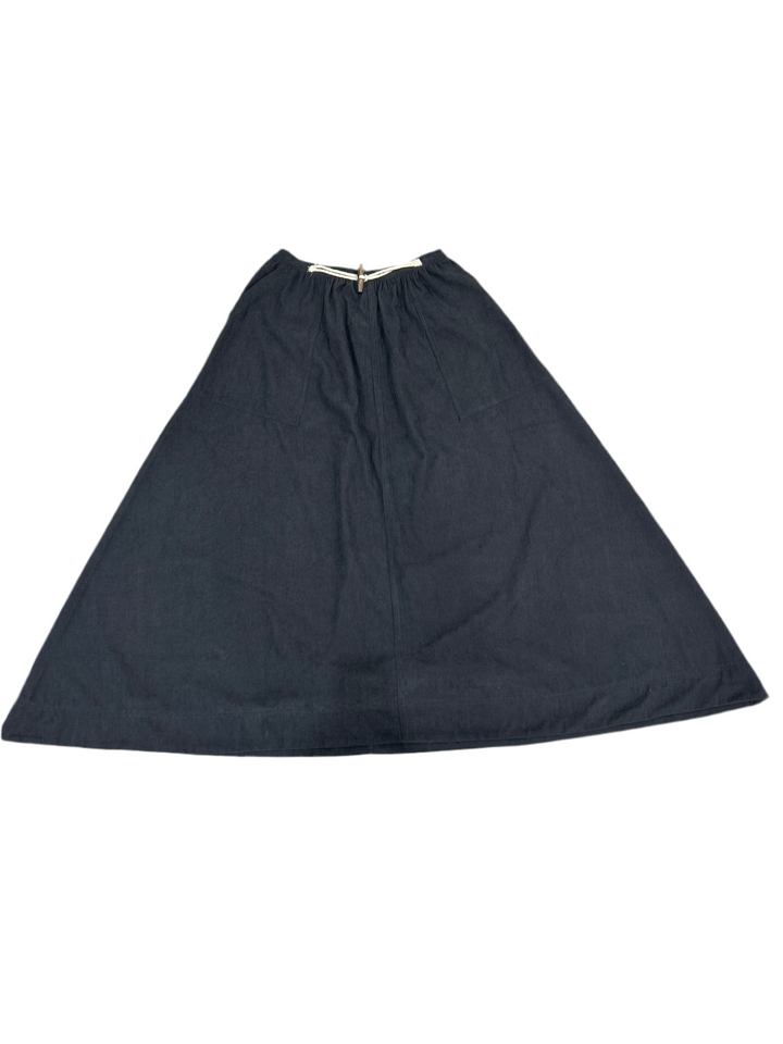 HSK876-PANELED CORD SKIRT-CHARCOAL