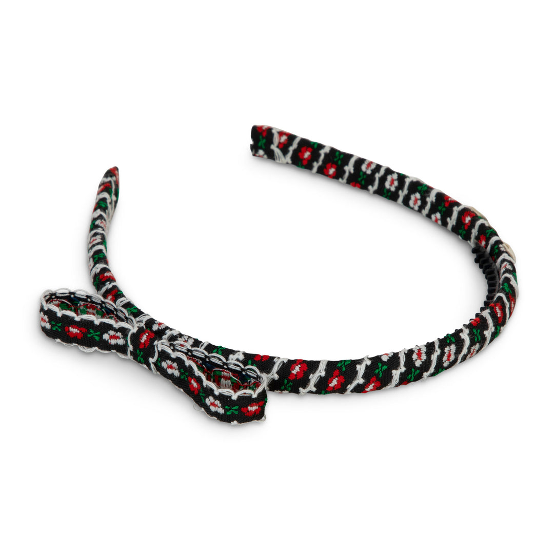 25S-Dainty floral bow headband-Black
