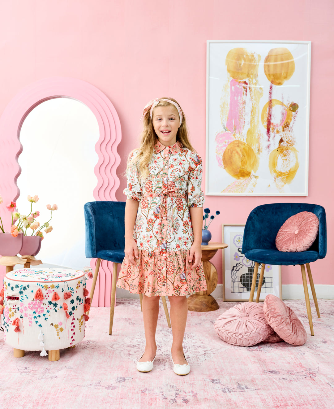 2126-PRINTED DRAWSTRING DRESS