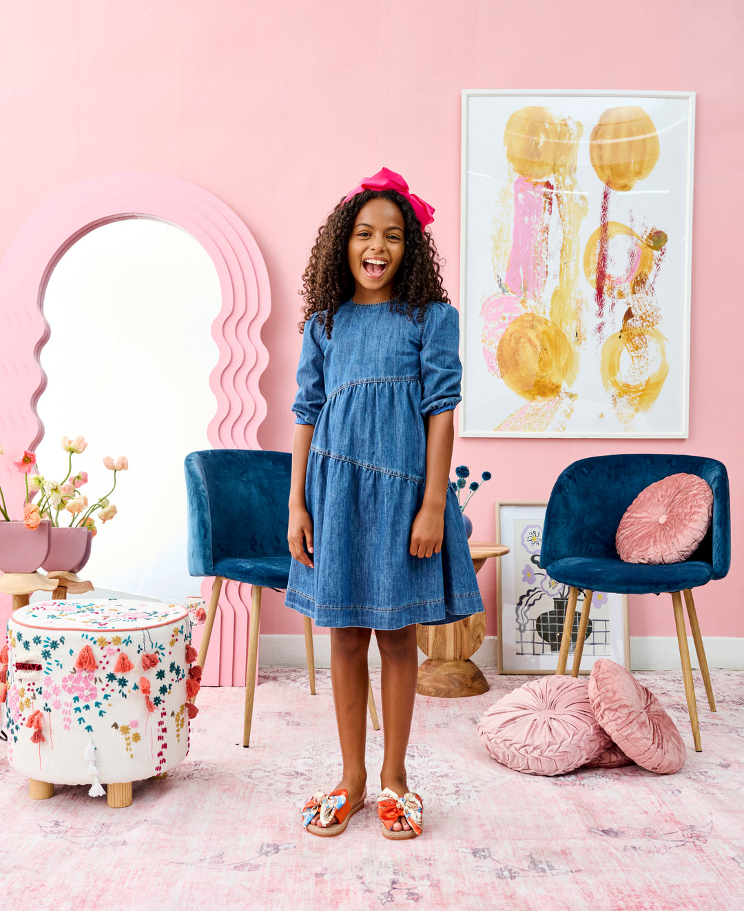 2145-ASYMMETRICAL TIERED DENIM DRESS