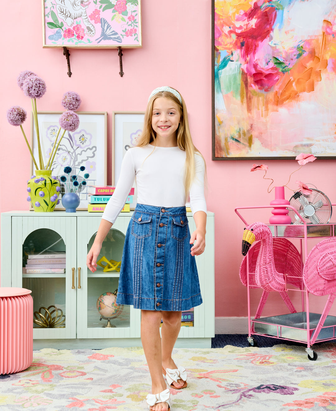 2157-A-LINE BUTTON DOWN DENIM SKIRT