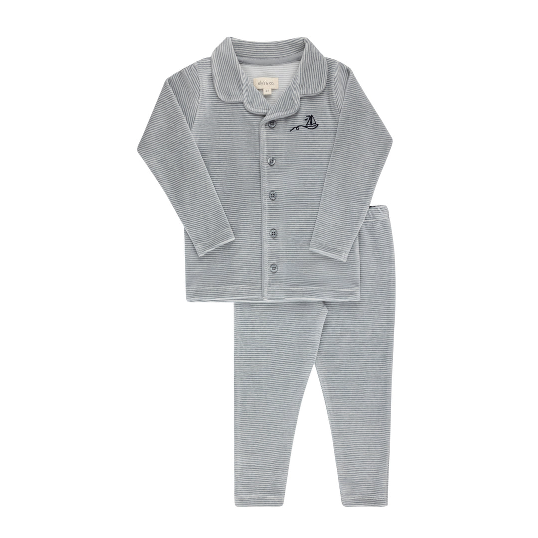 Velour Stripe Collection - Light Blue - Pajama