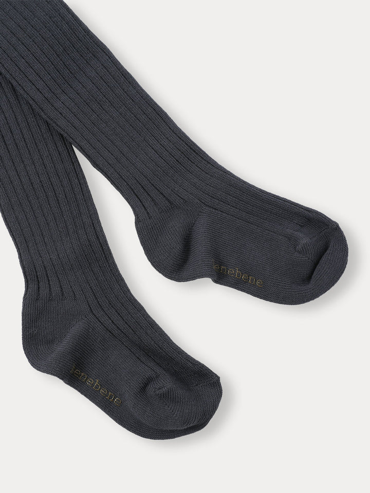 A)BABY)Cozy Ribbed Tights-Dark gray