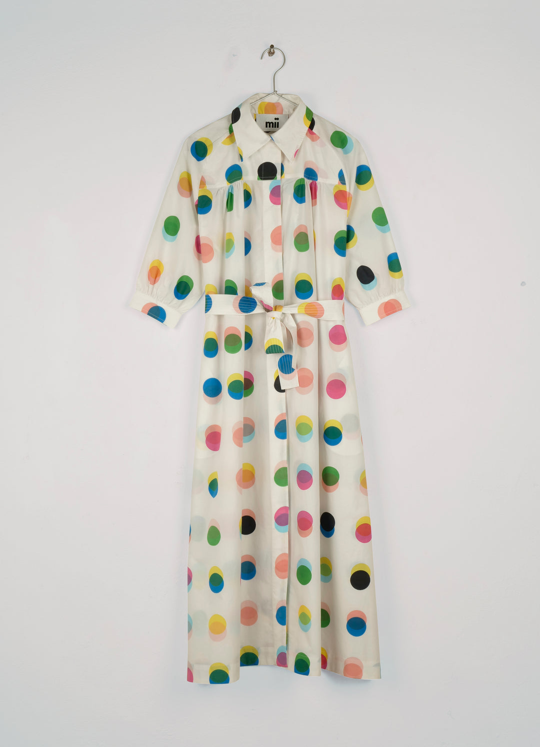 64/DRESS NIKI-PRINTED COTTON FRONT BUTTONED SHIRT DRESS-OFF WHITE