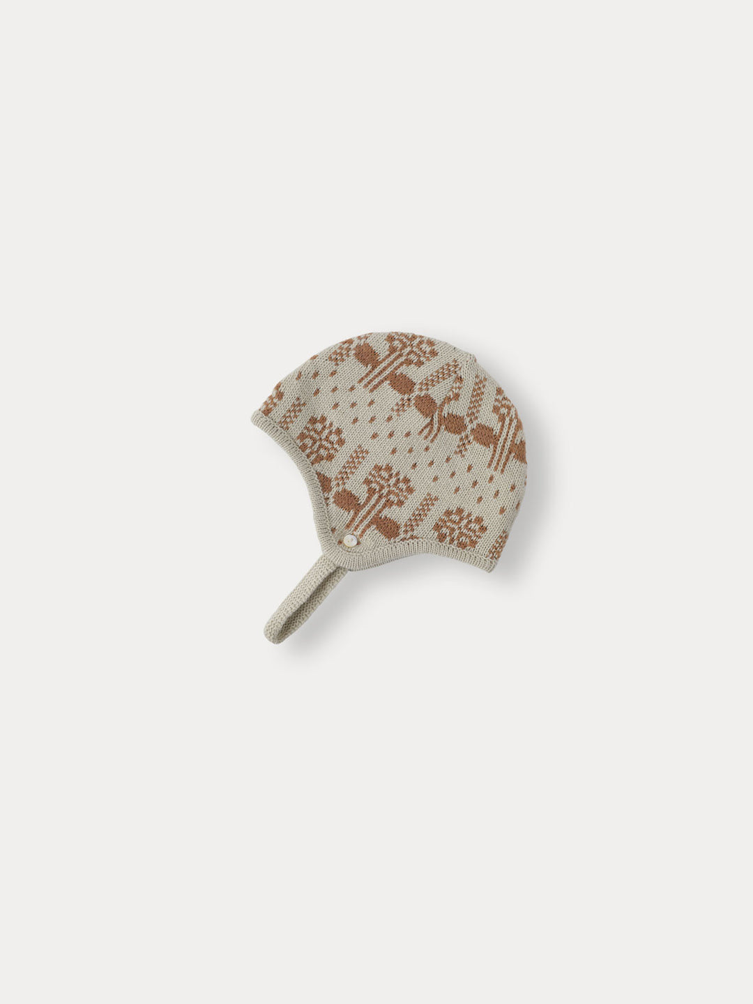 A)BABY)Leaf Buds Knit Bonnet-green beige