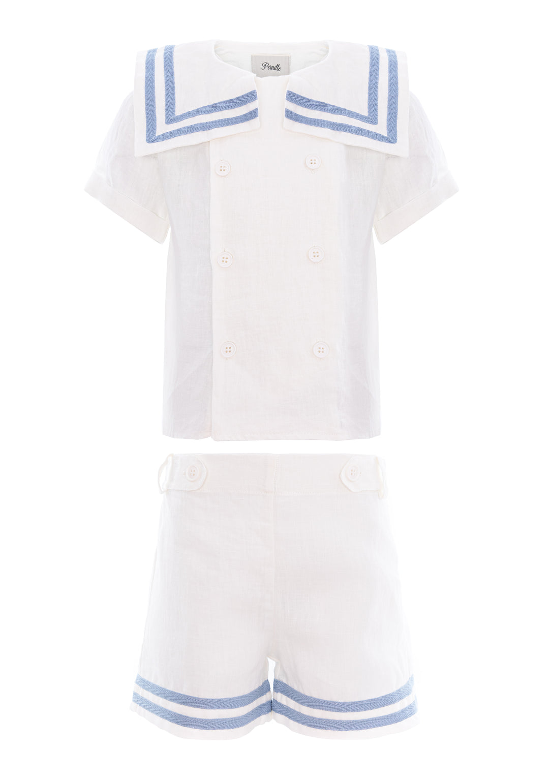 SAILOR BLOUSE/PANTS SET-LIGHT BLUE TRIM
