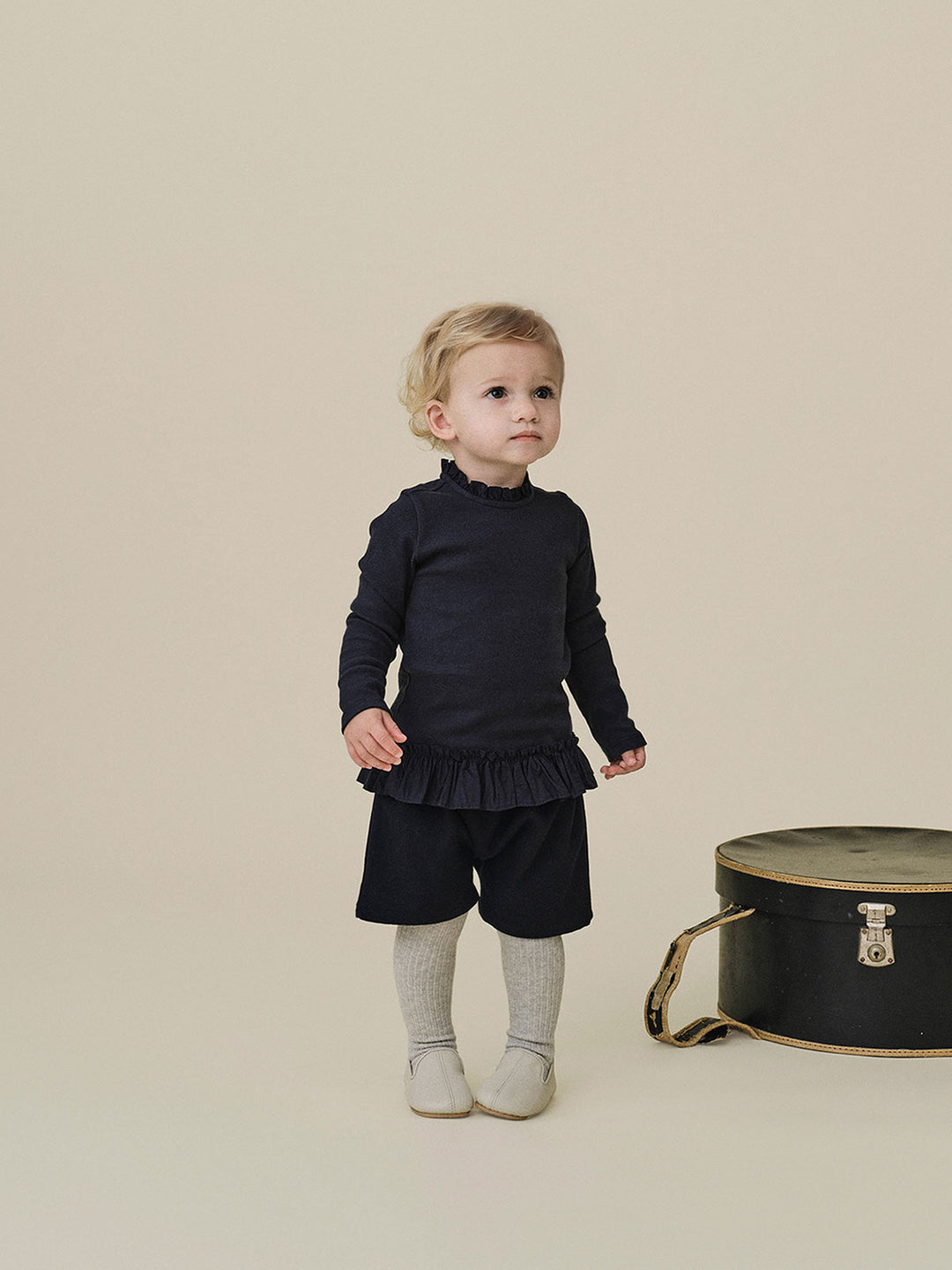 BABY)Pure Frill Long Sleeve-navy