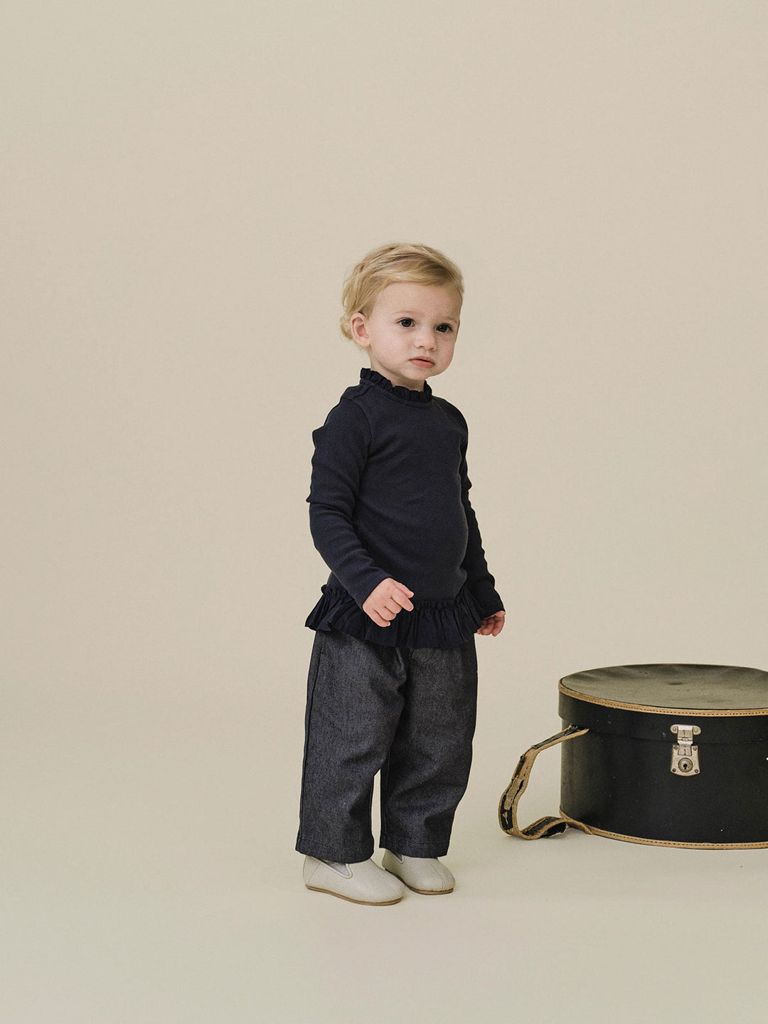 BABY)Standard Denim Trousers-navy