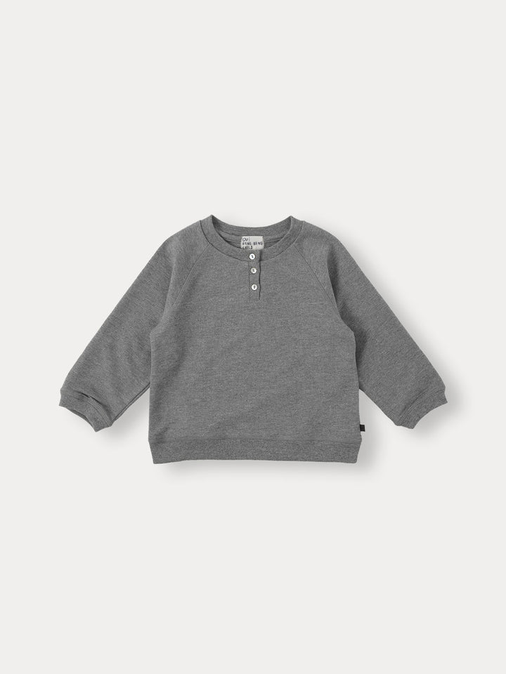 Button Raglan Pullover-charcoal
