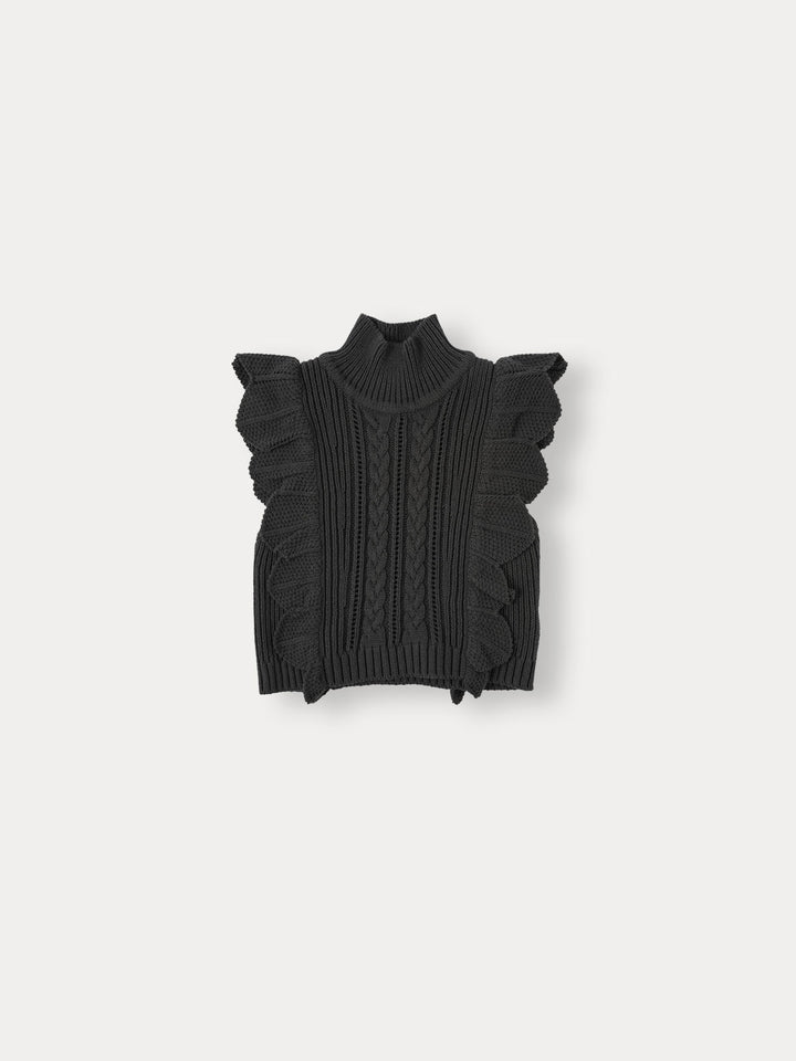 Flutter Knit Vest-charcoal