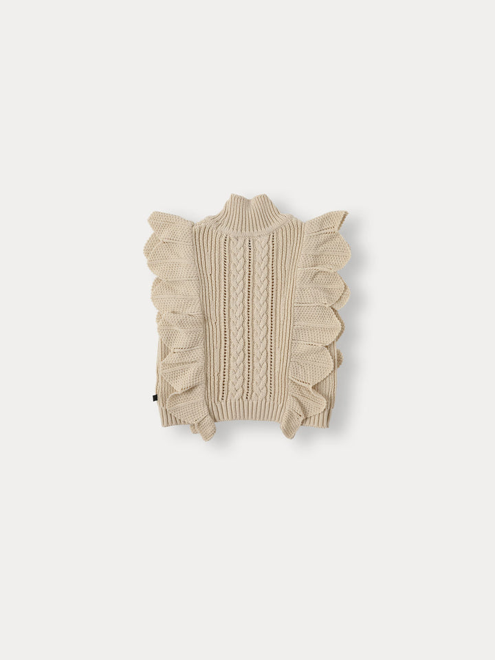 Flutter Knit Vest-light beige
