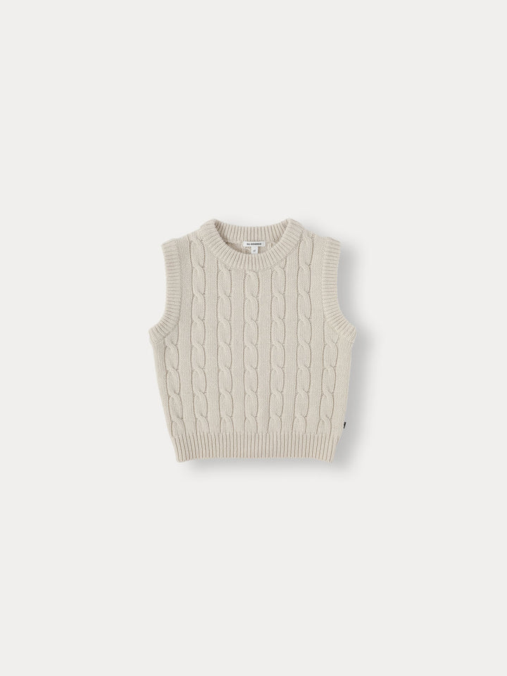 Cable Wool Knit Vest-ecru