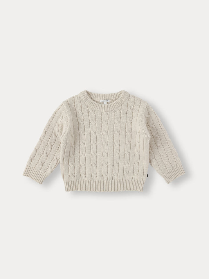 Cable Wool Knit Pullover-ecru