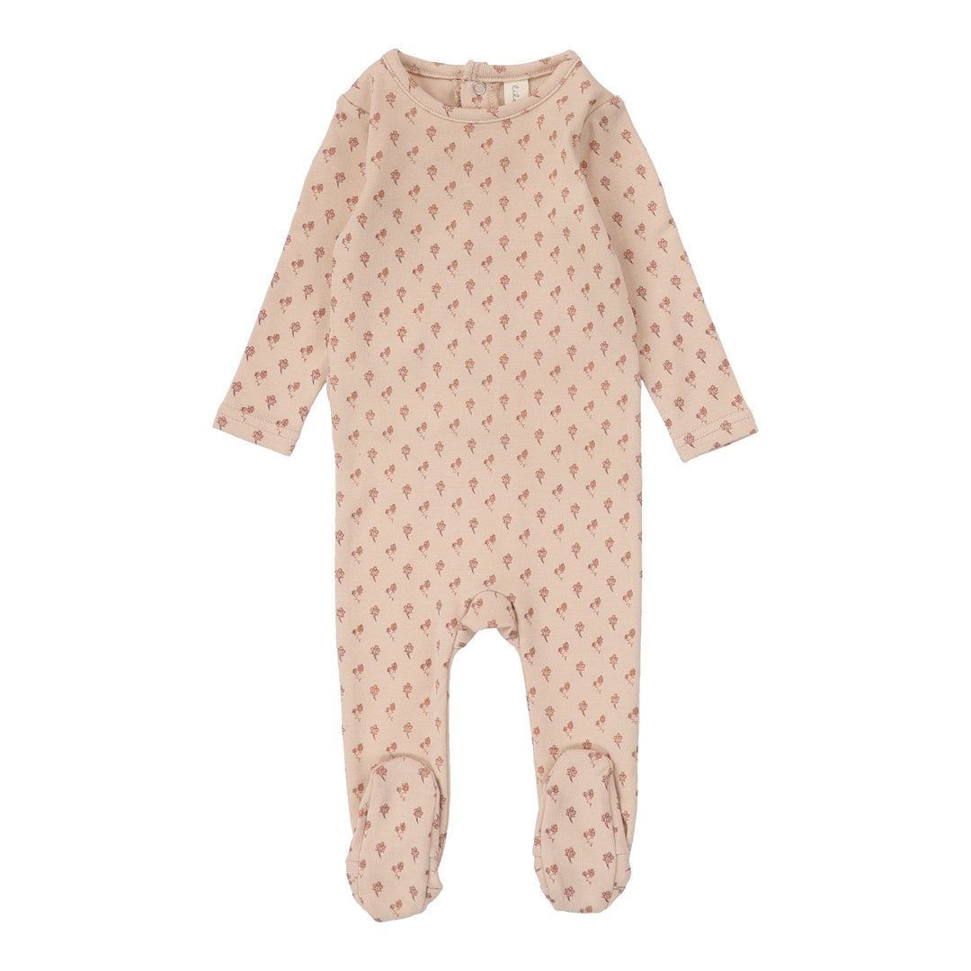 Ballard Print Footie-Dusty Pink