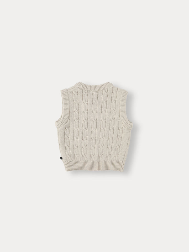Cable Wool Knit Vest-ecru