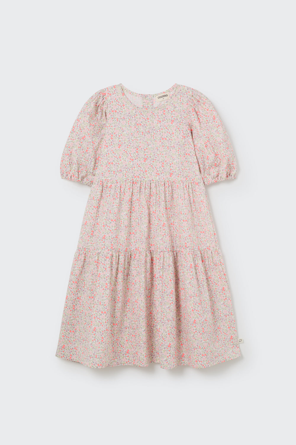 EVAK272S5-ORGANIC FLORAL DRESS-neon coral