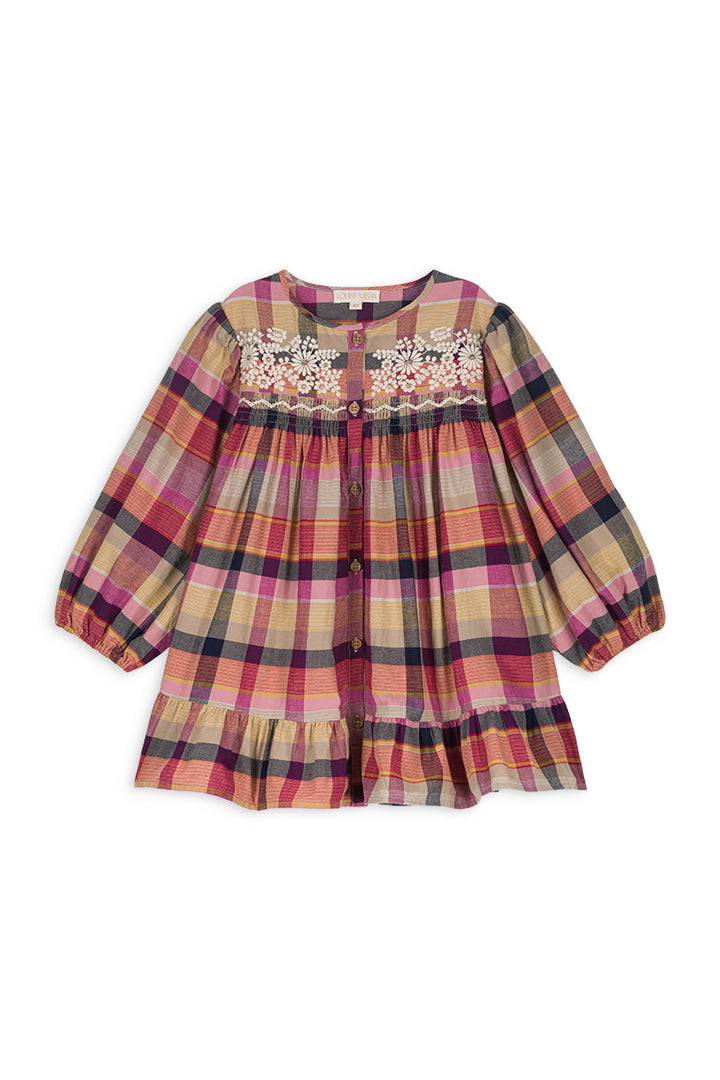 DRESS MASSILIA-Fuchsia Tartan Roads