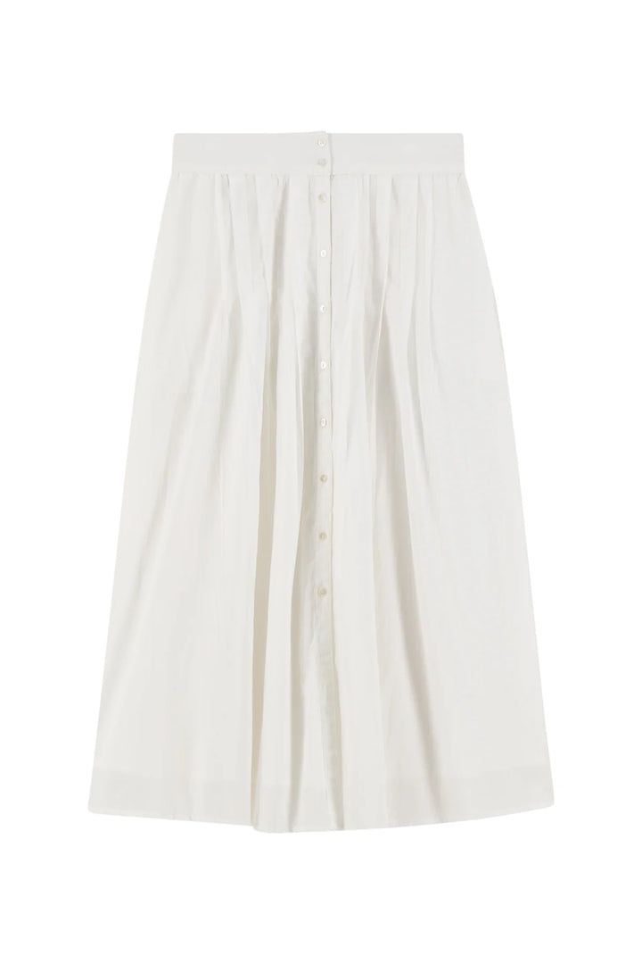 Joni TC160 Pleat-White Long skirt