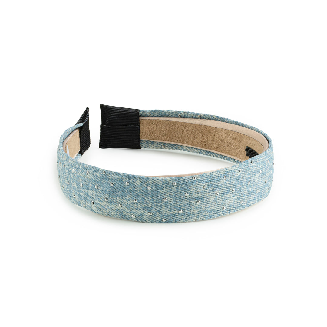 jeanh001-Jean embellished headband light jean wash