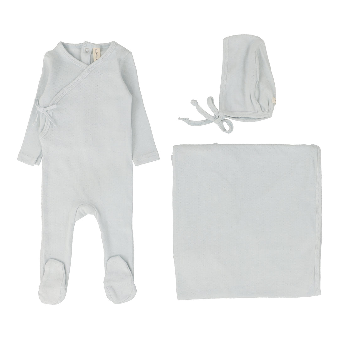 PINPOINT WRAPOVER LAYETTE SET-SKY BLUE