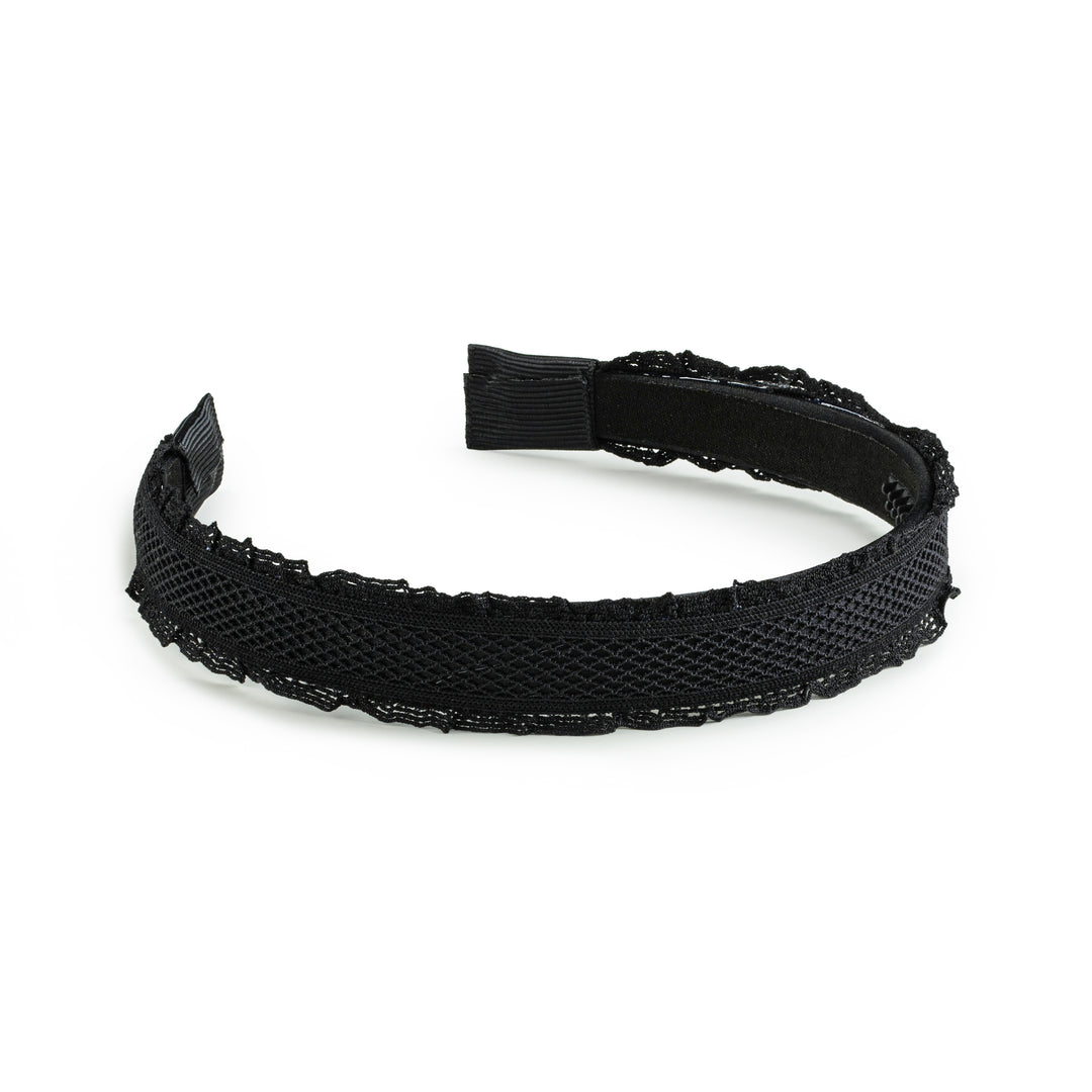 lath004-Mae lattice lace headband black