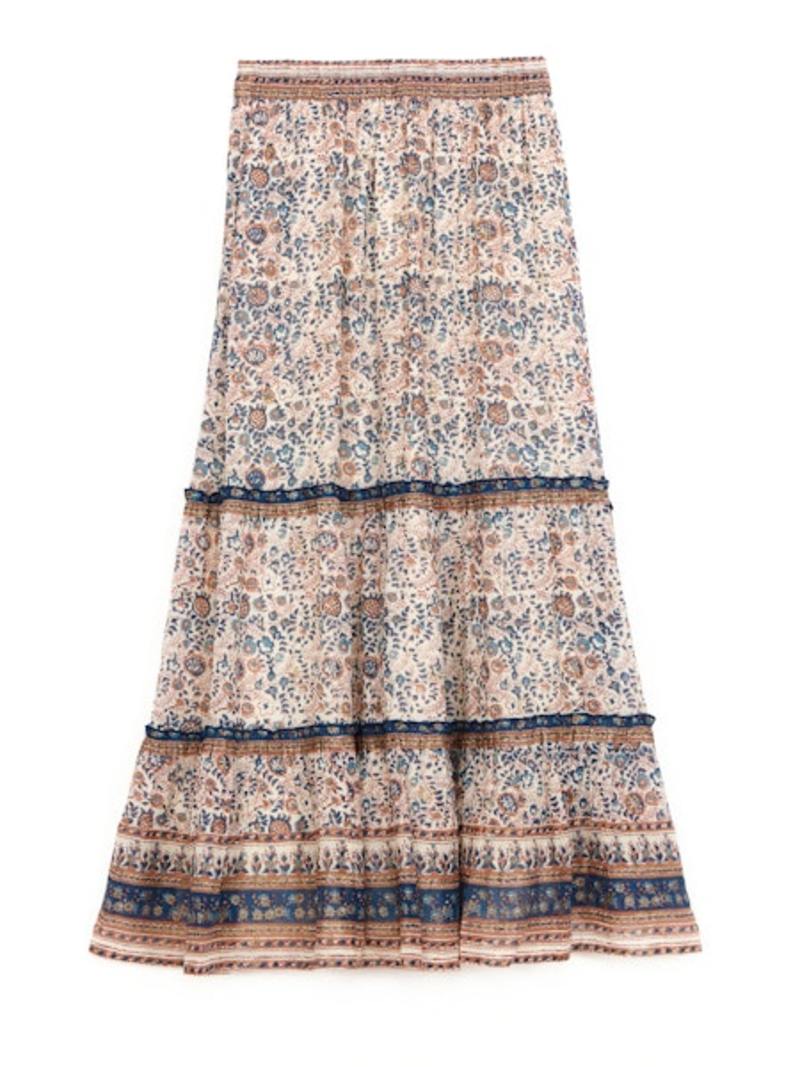 CASS PRINT MAXI SKIRT-NAVY