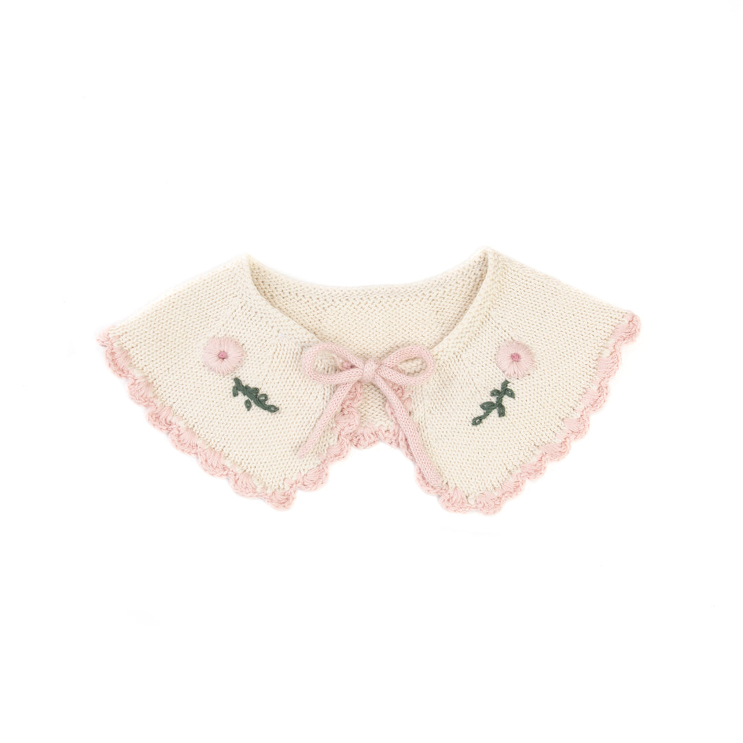 NG028-EMBROIDERY COLLAR-Natural/Pink