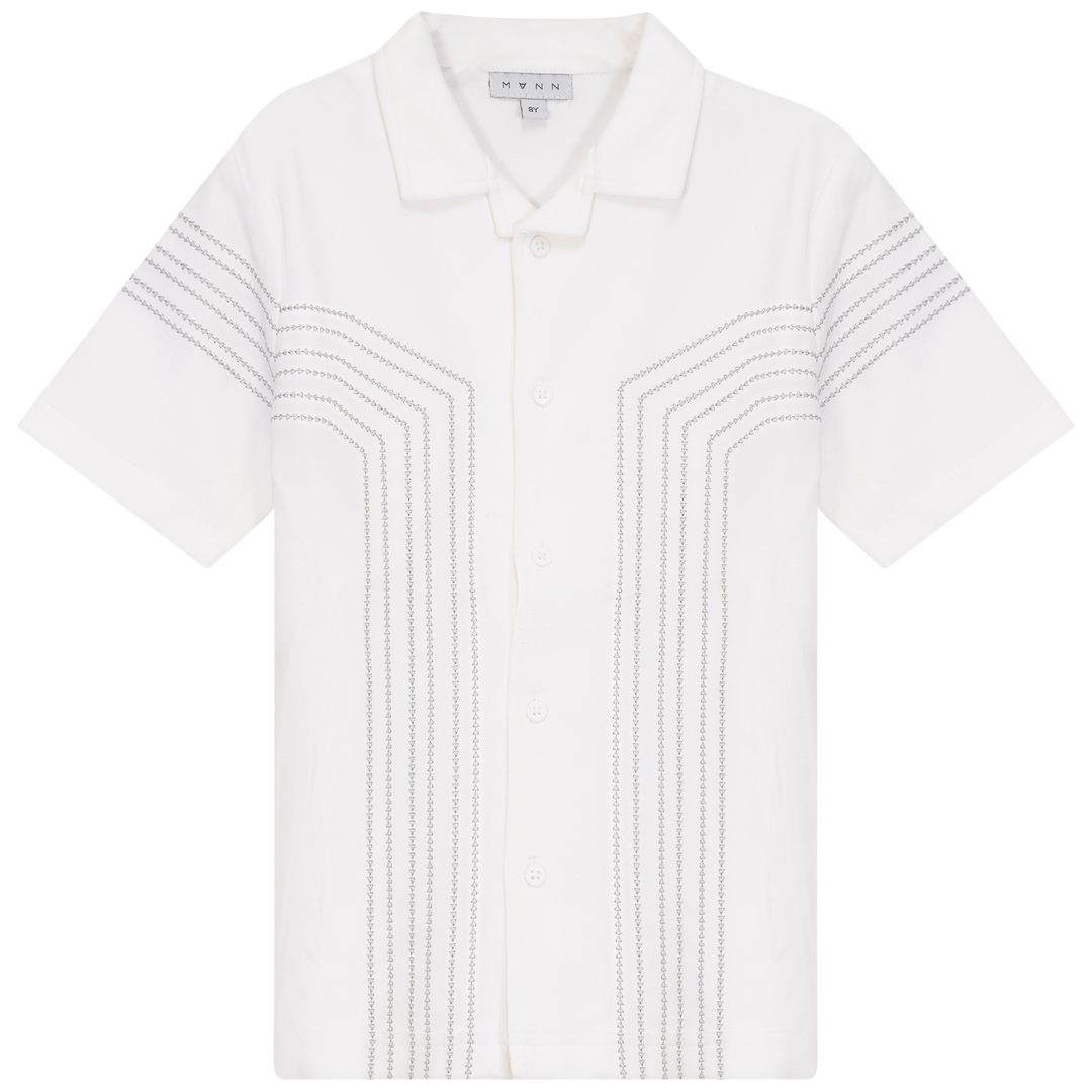 NOVA-PONTE STITCHED TOP-WHITE/SMOKE