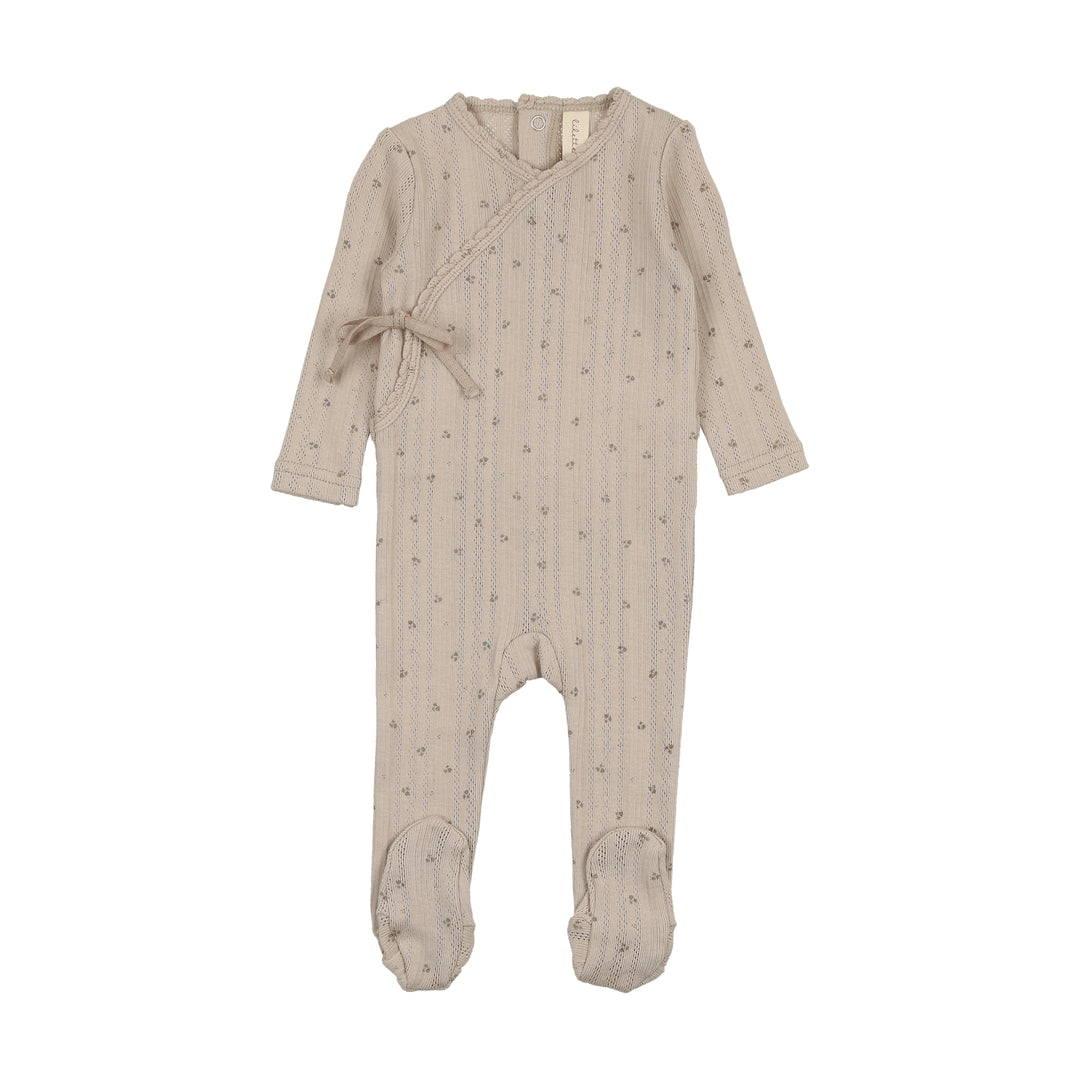 PRINTED POINTELLE WRAP FOOTIE-Taupe