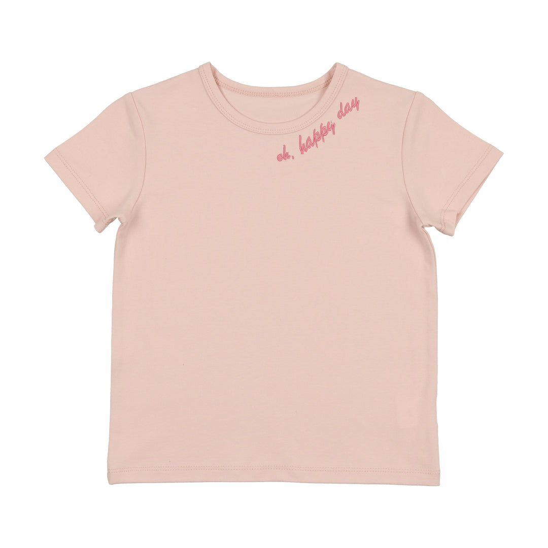 BTS25006LT-Printed Word 3/4 Sleeve Tshirt-Pink
