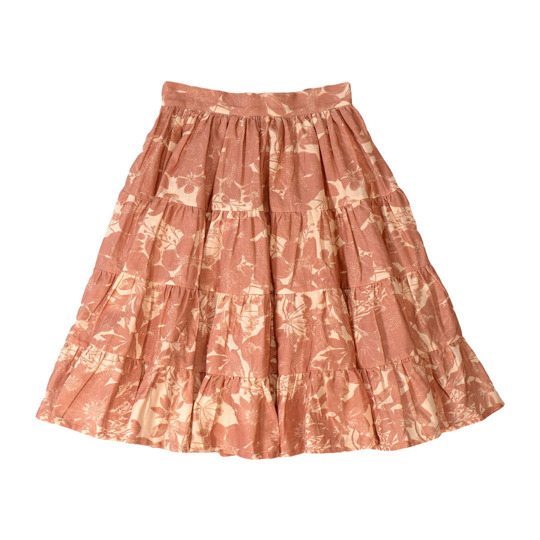 SECRET-Voluminous layered midi skirt-WARHOL BROWN