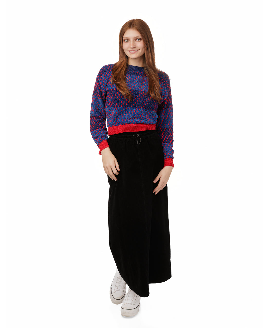 TW5802T-B-Textured Stripe Sweater-Blue