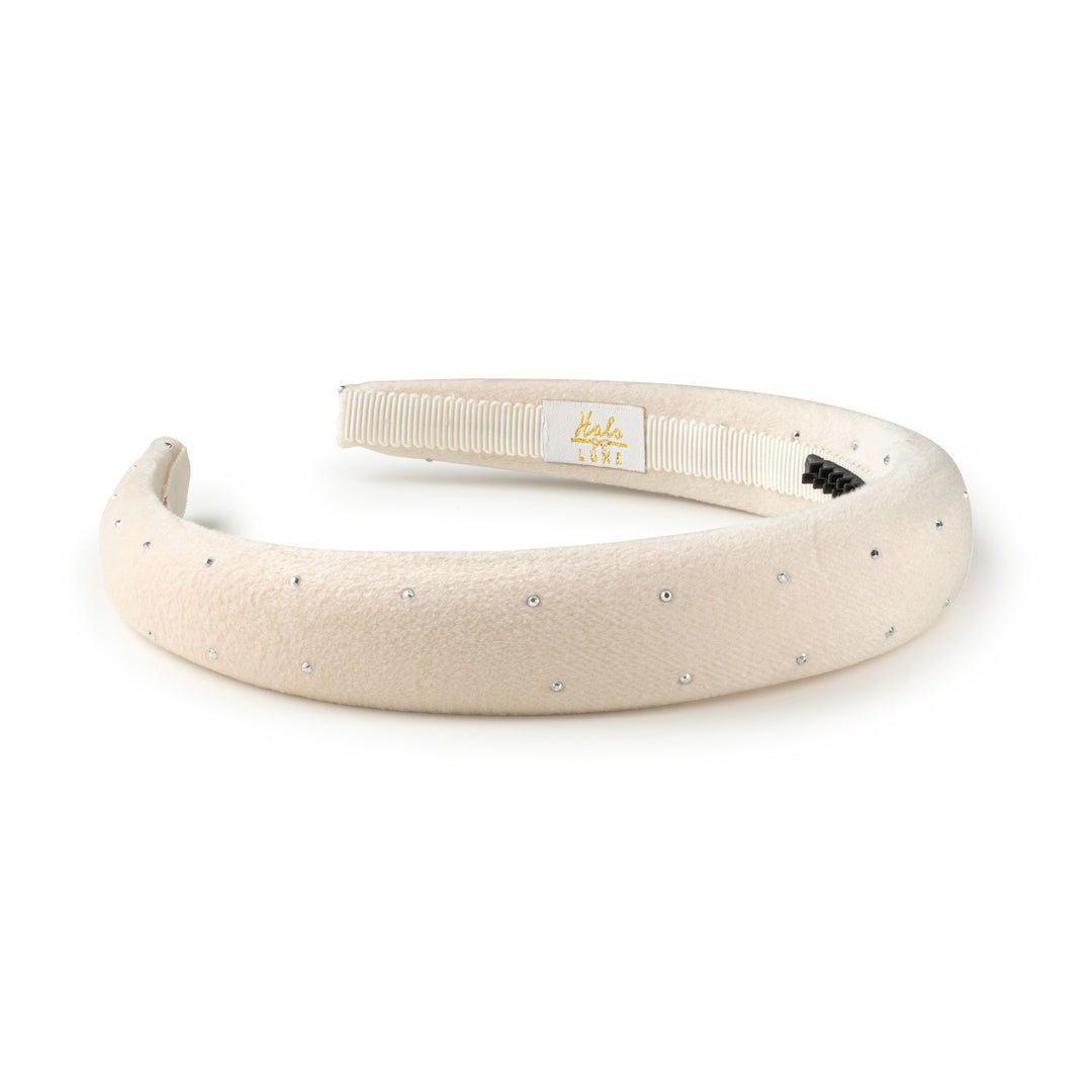 vivieh004-Vivienne studded velveteen headband-ecru