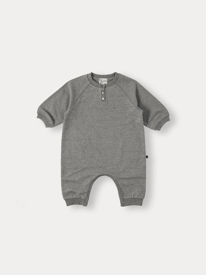 BABY)Button Raglan Romper-charcoal