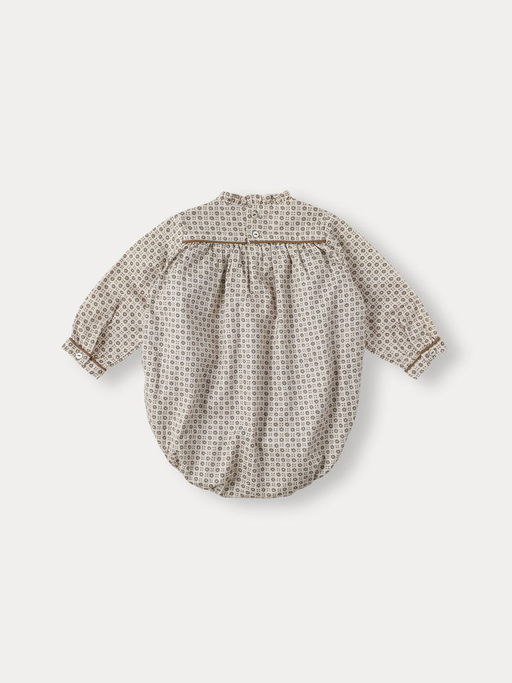 BABY)Lua Frill Romper-cocoa