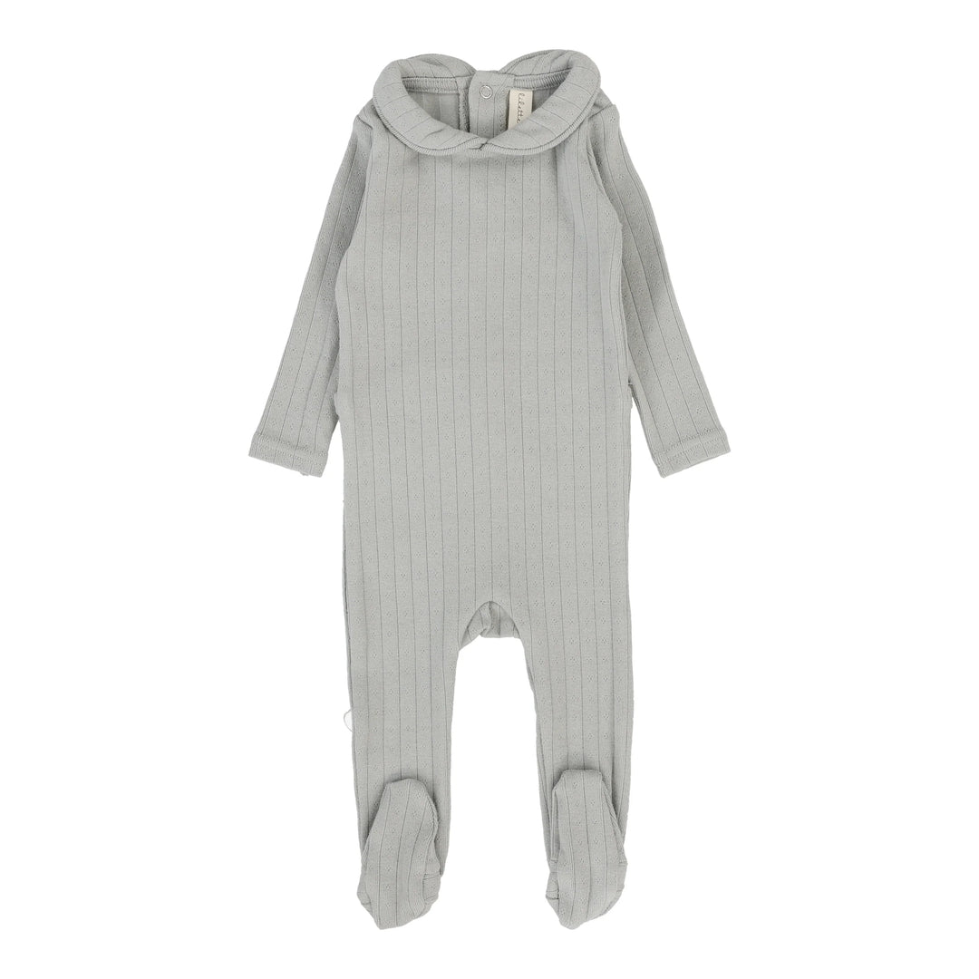 Fine Pointelle Collar Footie-Light Blue Peter