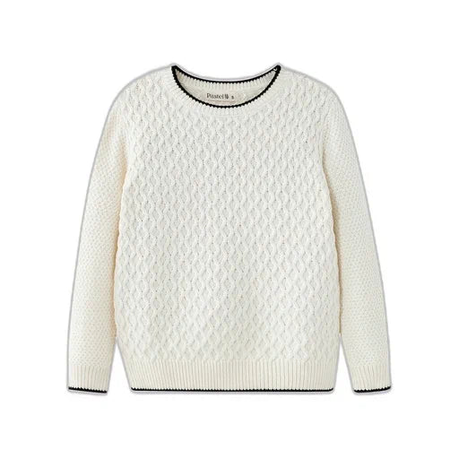 HONEYCOMB STITCH SWEATER-CREAM