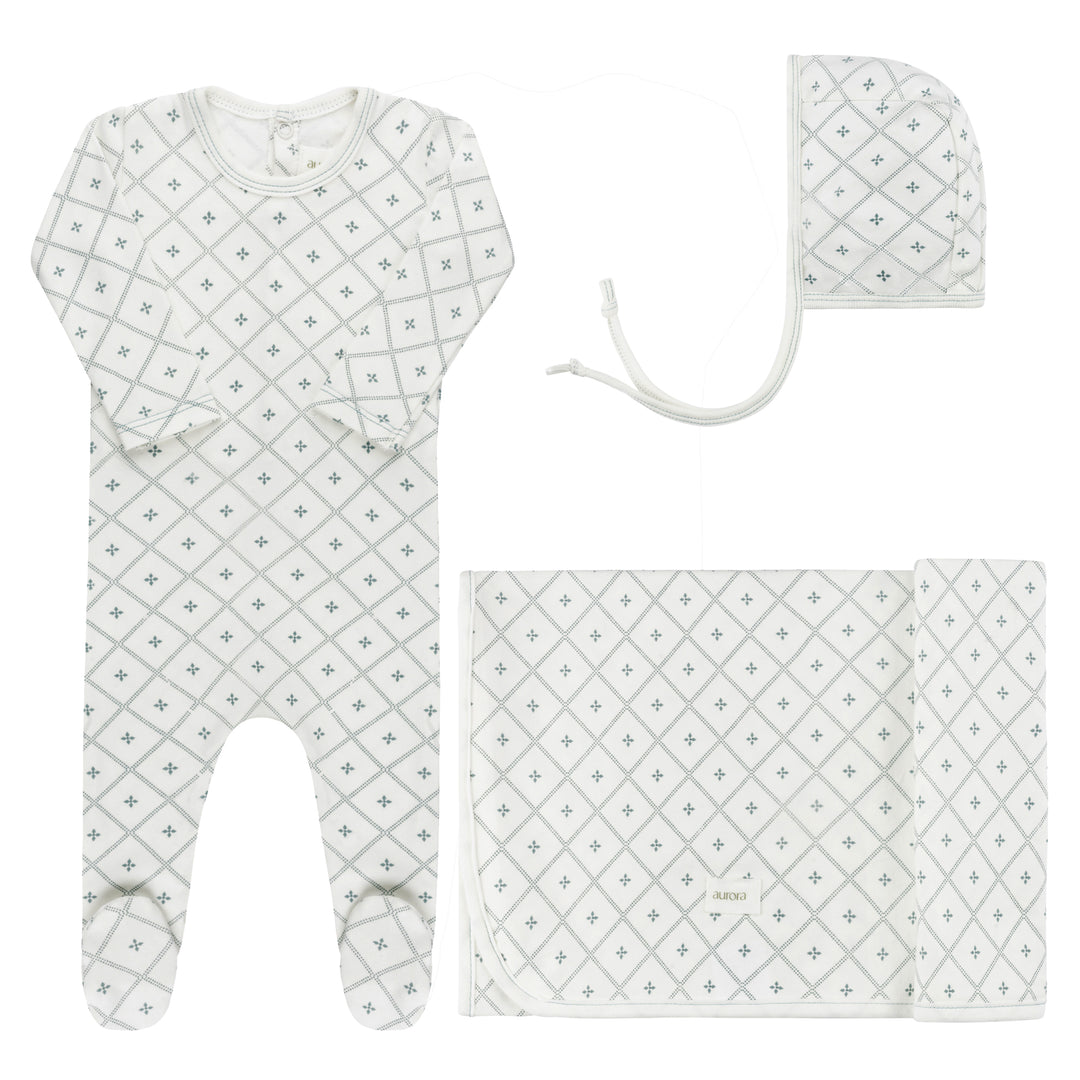 DIAMOND PRINT COLLECTION-TAKE ME HOME SET-Ivory/Blue