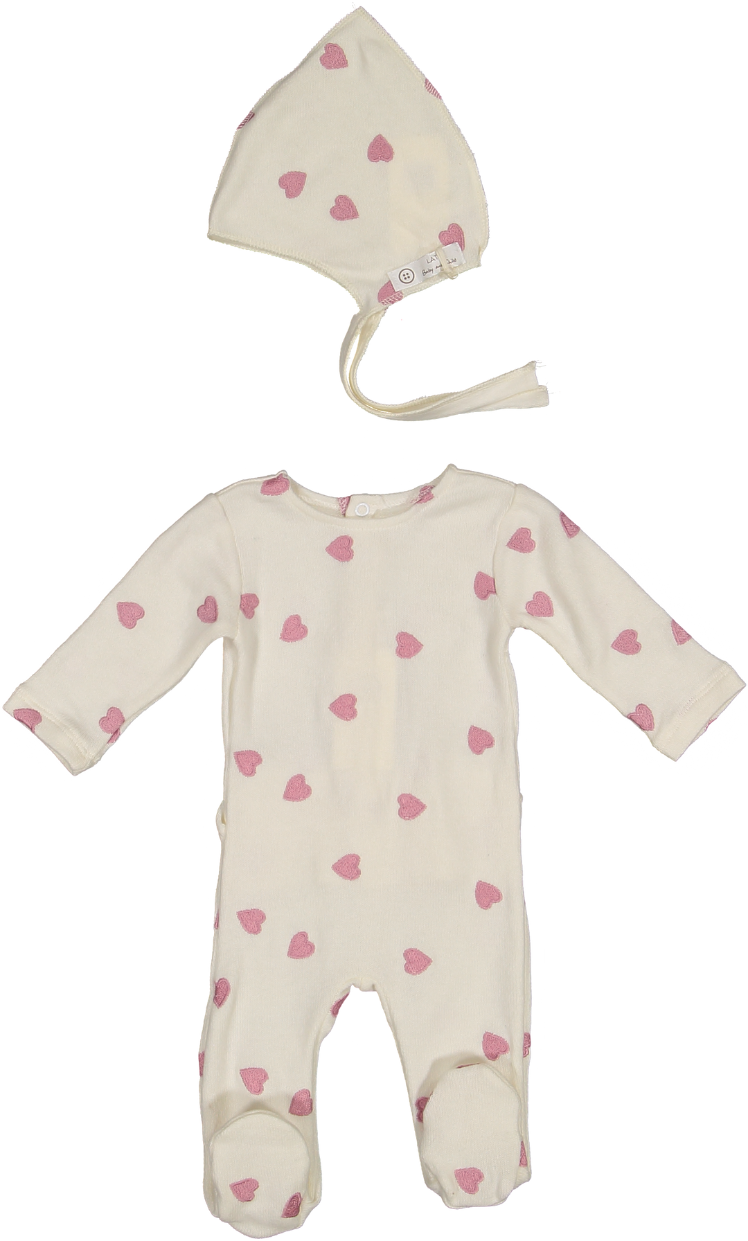 TUTINA/BONNET SET-White/Pink Hearts
