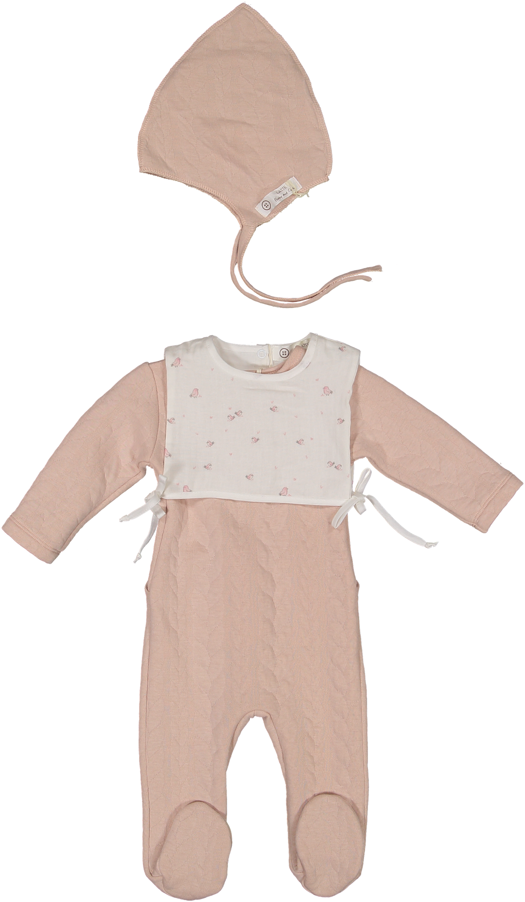 TUTINA LATTE/VEST/BONNET SET-Treccia Rose