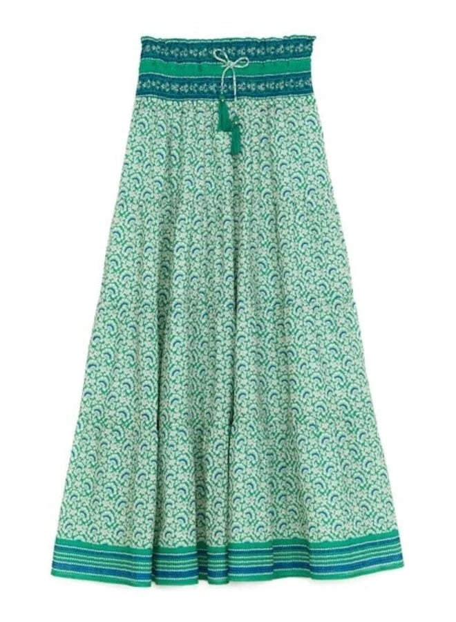 DANA PRINT MAXI SKIRT-GREEN