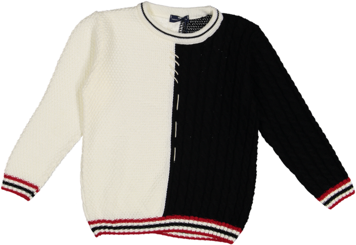 MF4430I-CREW NECK-NERO/PANNA/ROSSO