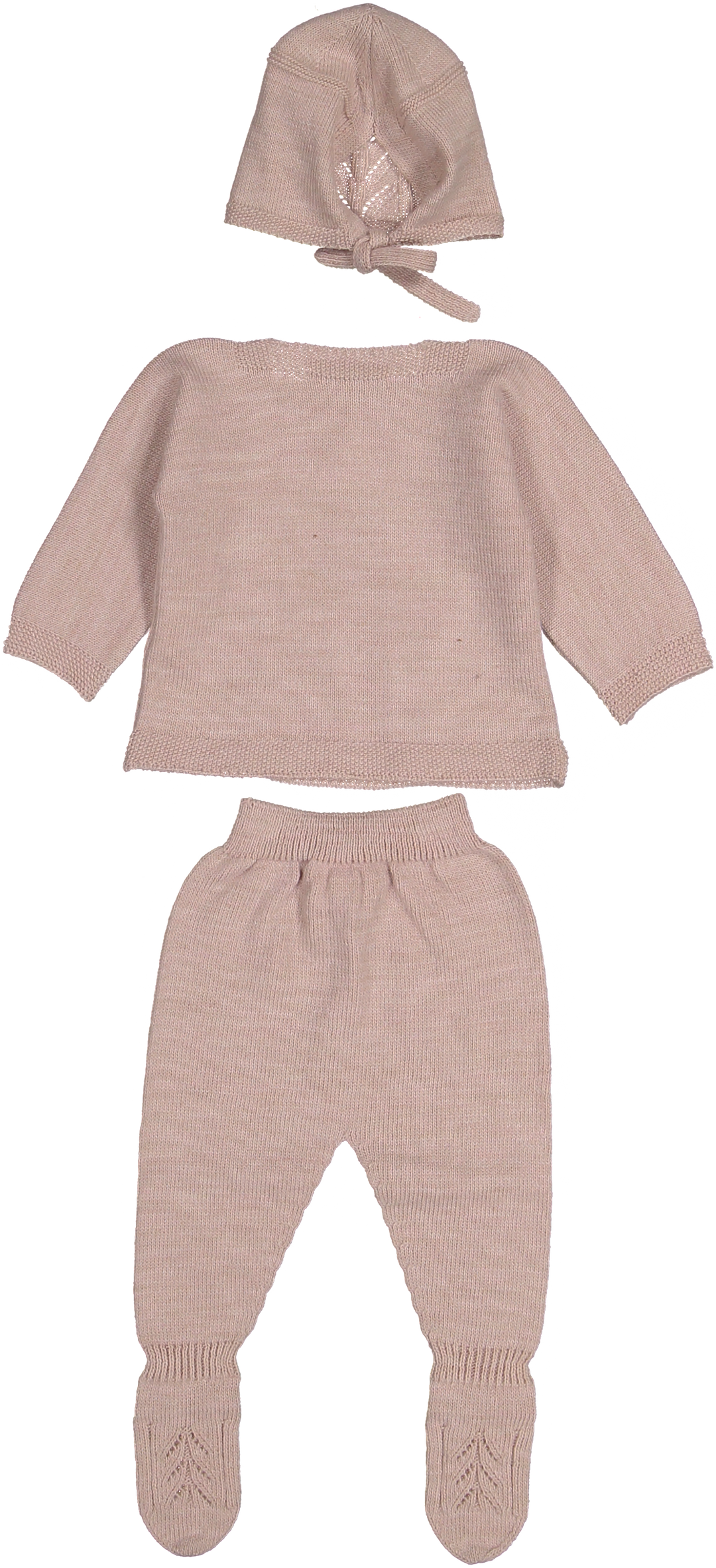 004-10202-SWEATER SET & BONNET-ROSE EMPOLVACIO