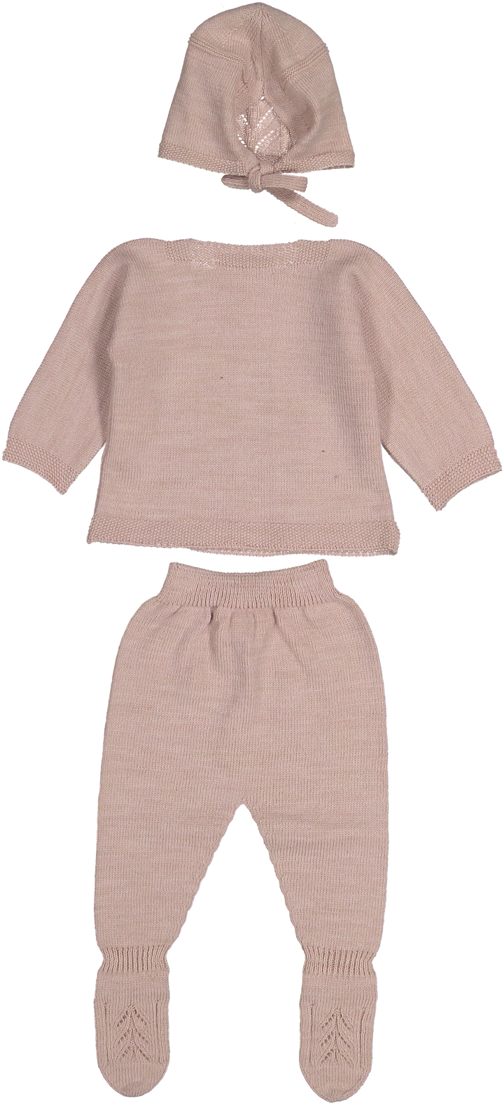004-10202-SWEATER SET & BONNET-ROSE EMPOLVACIO