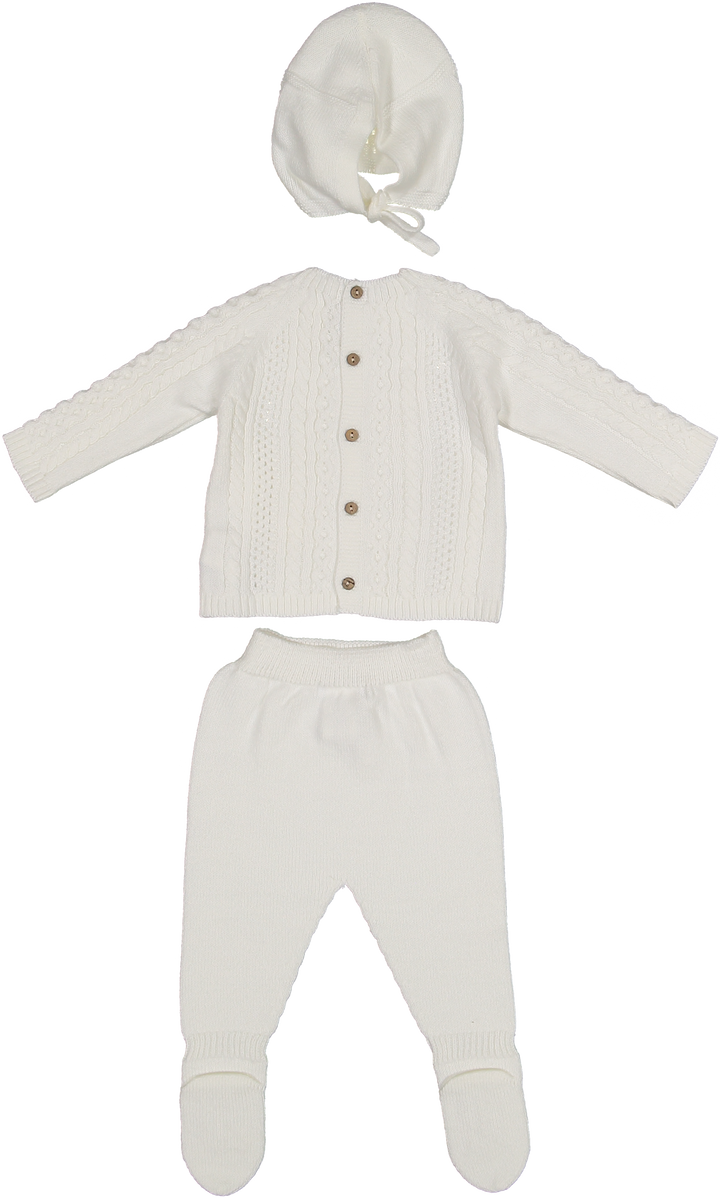 004-10207-SWEATER SET & BONNET-MARFIL