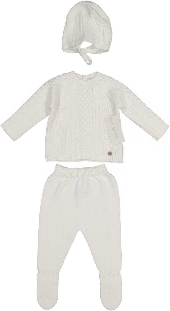 004-10207-SWEATER SET & BONNET-MARFIL