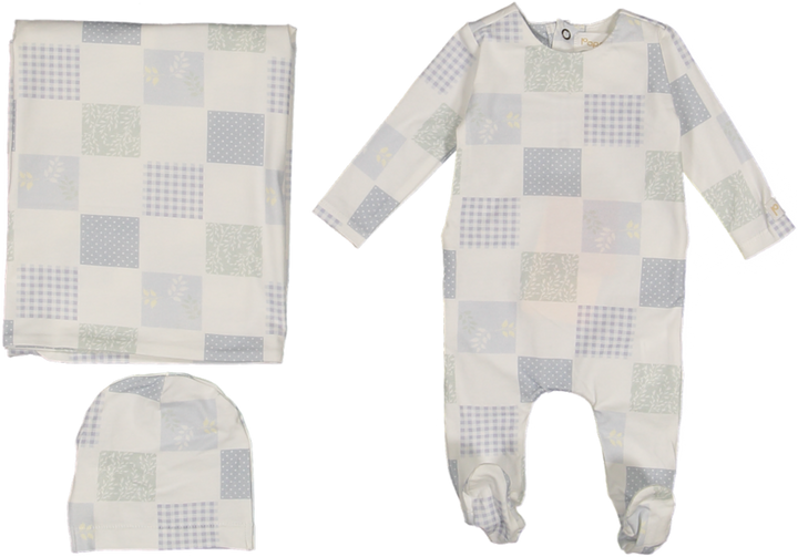 Patchwork blanket Set-Blue